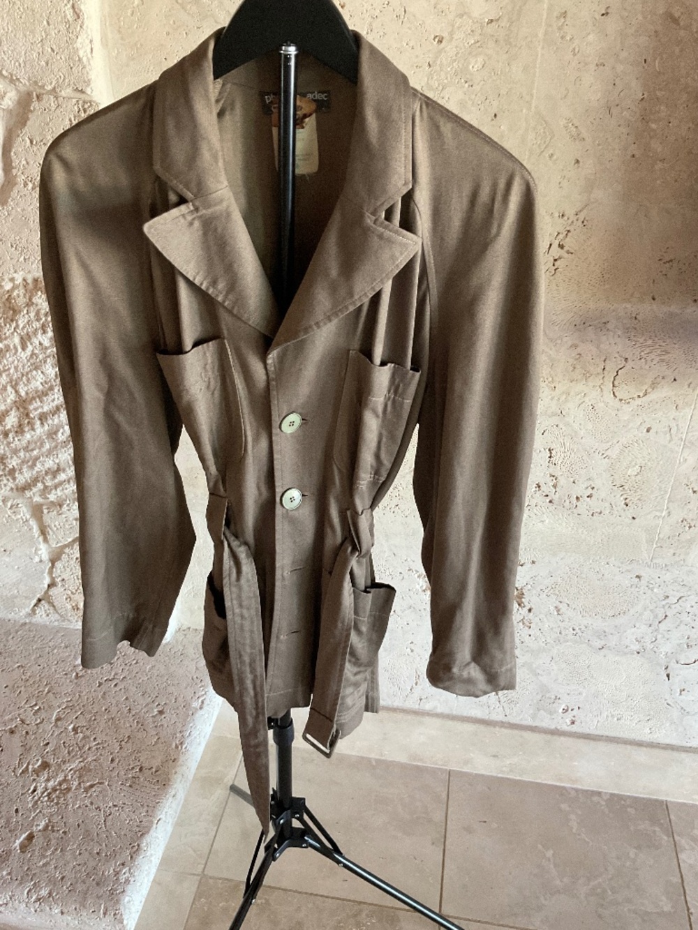 Vintage Philippe Adec Safari Jacket with belt in brown Size 2